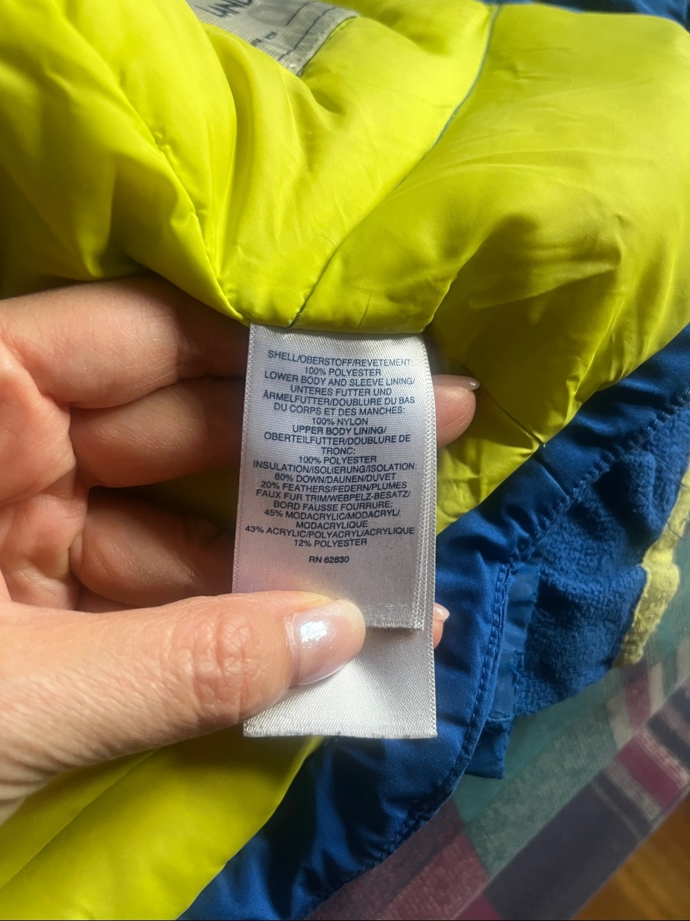 Lands' End Blue Kids Puffer Jacket with Yellow Trim - Picture 9 of 9